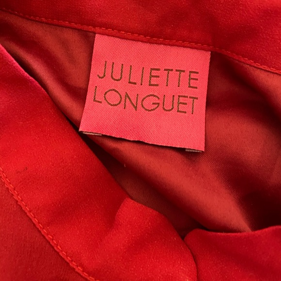 Juliette Longuet Red Silk Tie Front Shirt Dress 4 - Picture 4 of 5